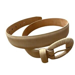 Harken Belt Womens One Size Beige Wide Strap Wrapped Oval Buckle Boho